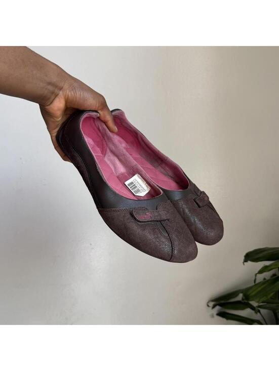 Rare 00s Vintage PUMA Quilted Ballerina Flats - Brown/Pink Women’s 10